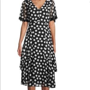 Flowy Black and white polka dot dress.